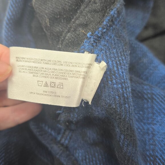 Orvis Men's Blue & Black Plaid Button-Up Heavy Flannel Shirt Size Large - Picture 8 of 9